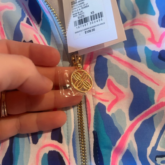 Lilly Pulitzer Leona Skim Blue Reel Nauti Zip-Up Jacket NWT - Picture 4 of 6